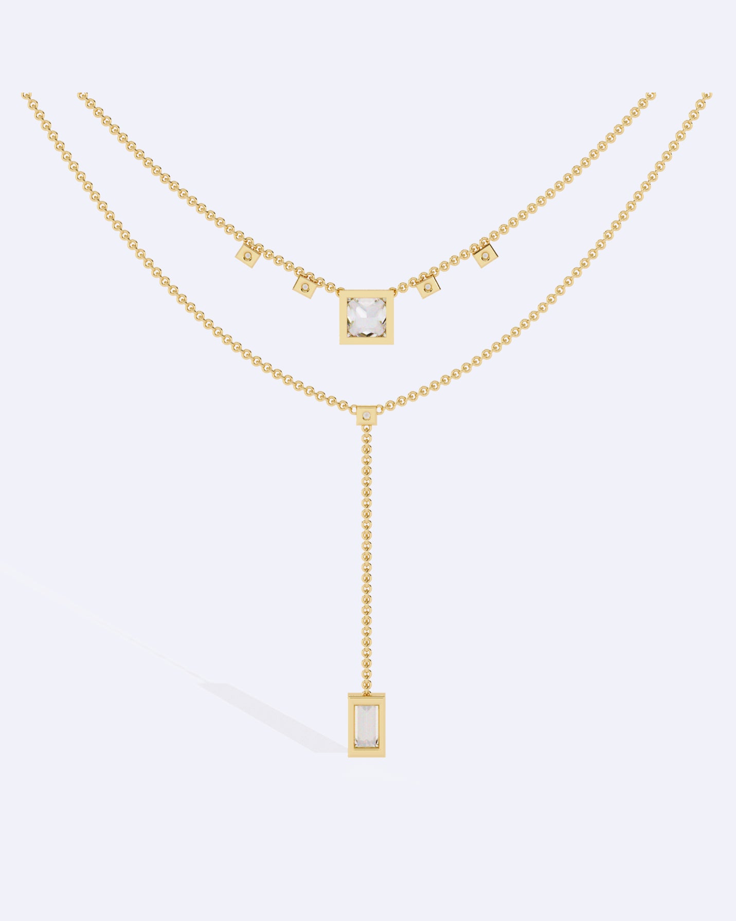 Elegant Dual-Line Diamond Cut Necklace