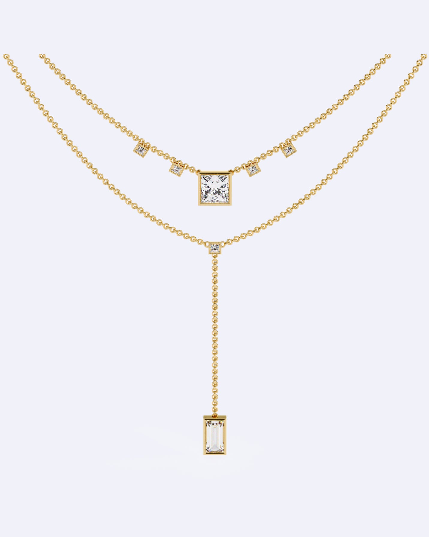 Elegant Dual-Line Diamond Cut Necklace