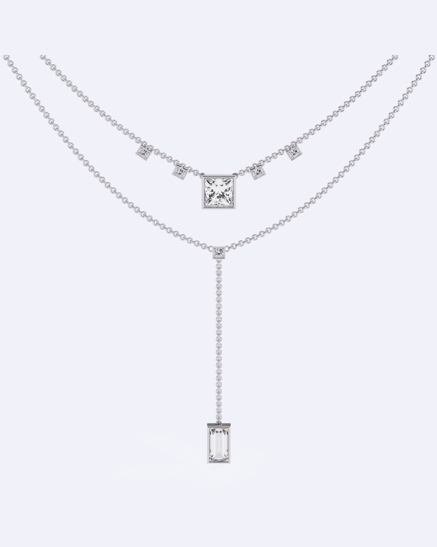 Elegant Dual-Line Diamond Cut Necklace