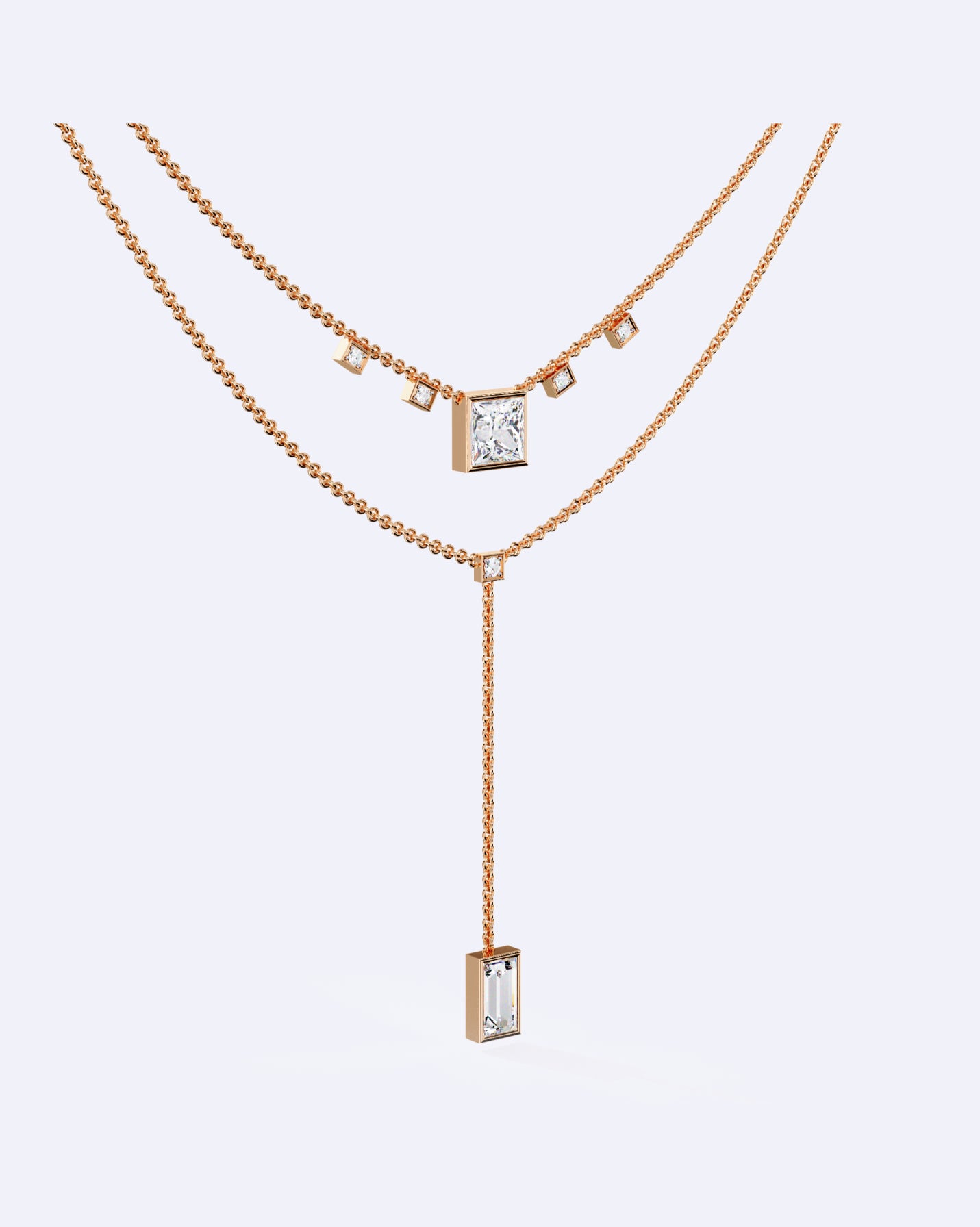 Elegant Dual-Line Diamond Cut Necklace