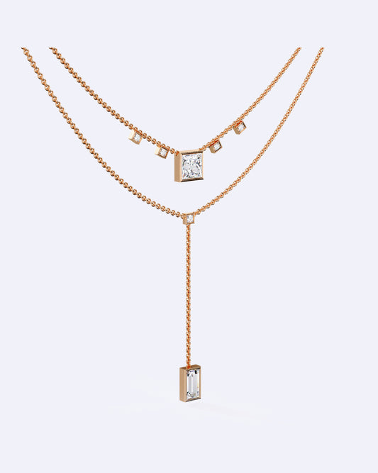 Elegant Dual-Line Diamond Cut Necklace