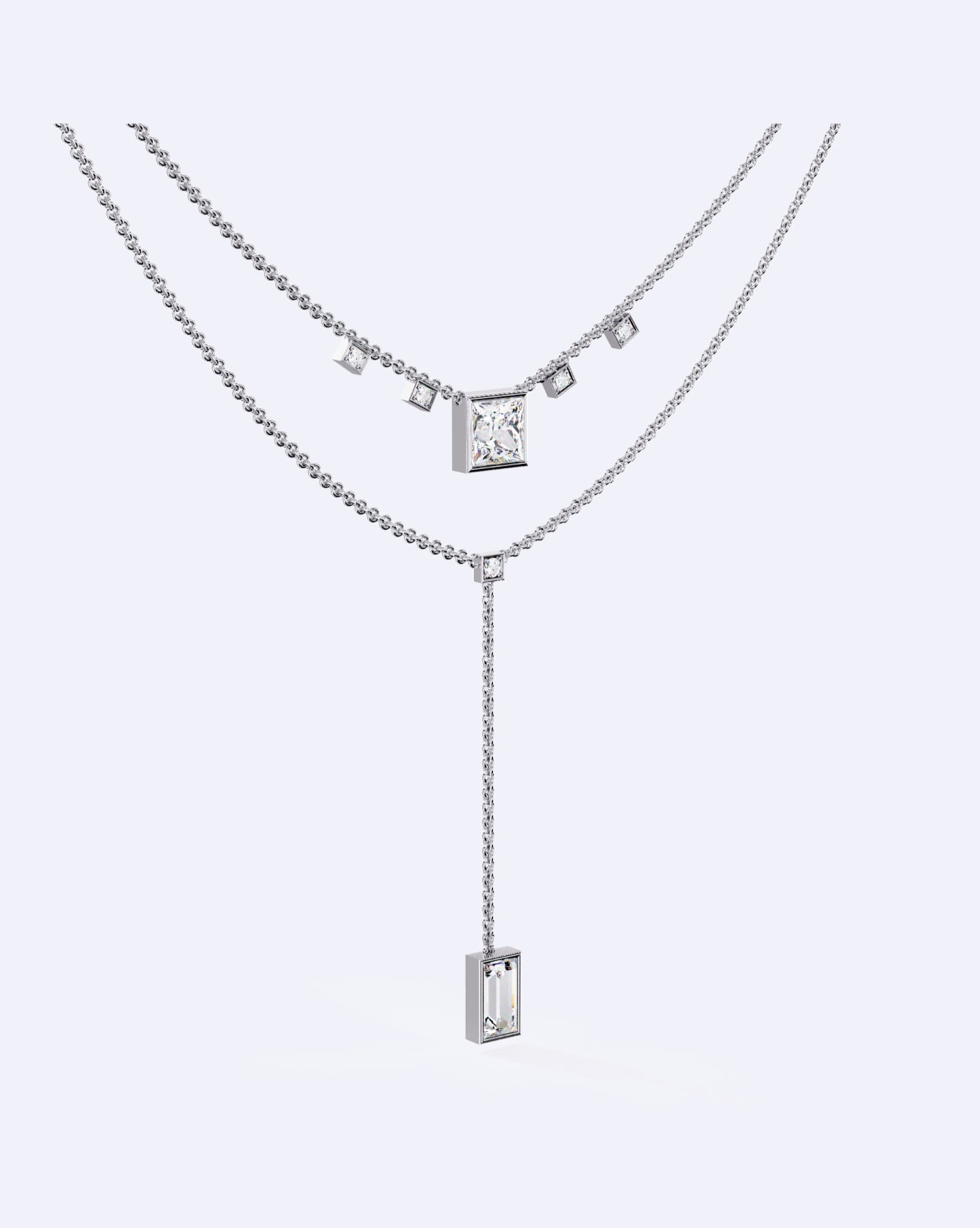 Elegant Dual-Line Diamond Cut Necklace