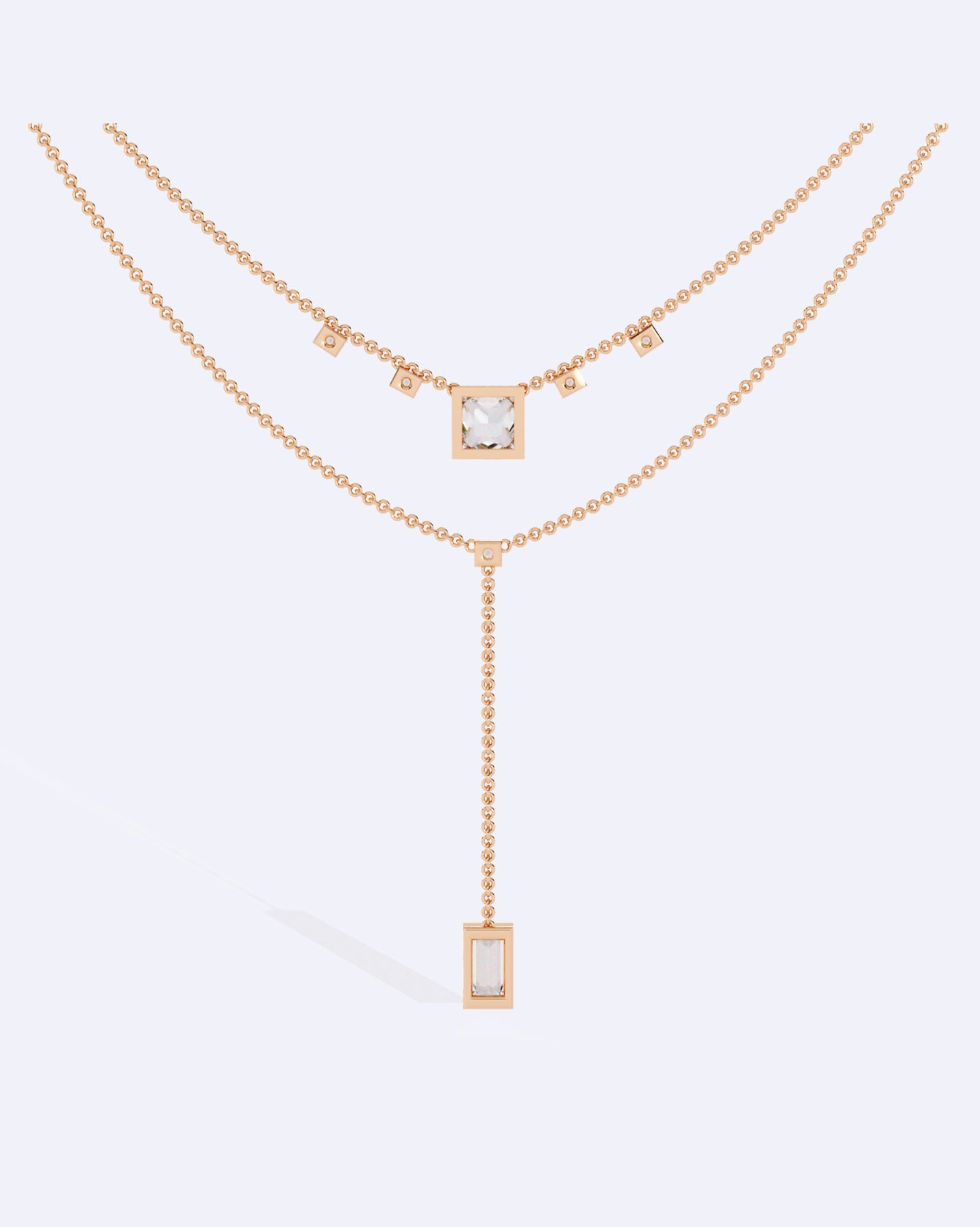 Elegant Dual-Line Diamond Cut Necklace