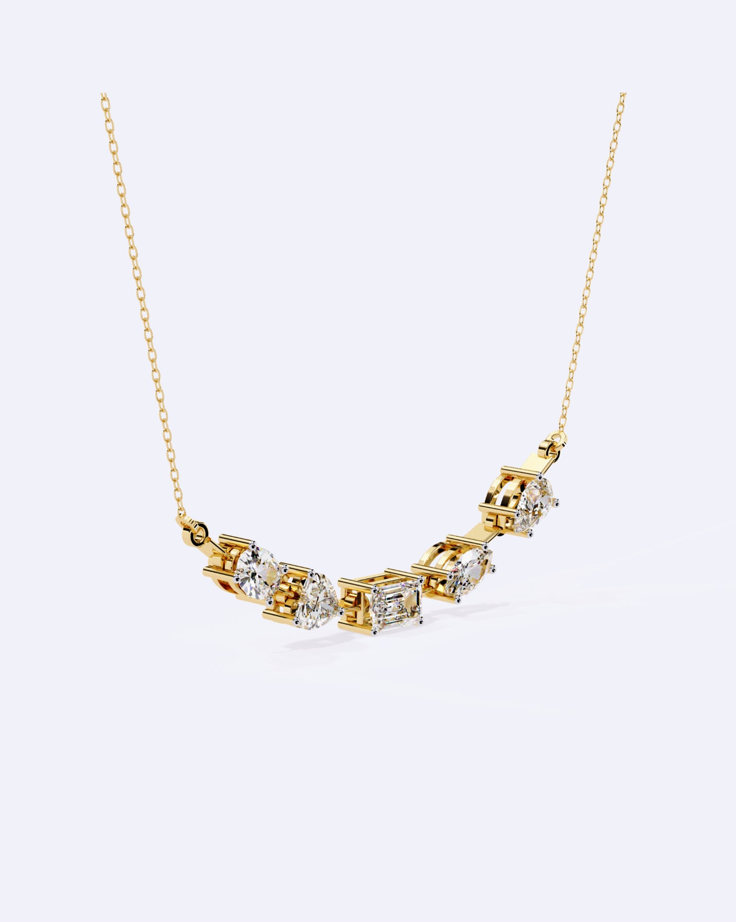 Modern Multi-Shape Diamond Necklace