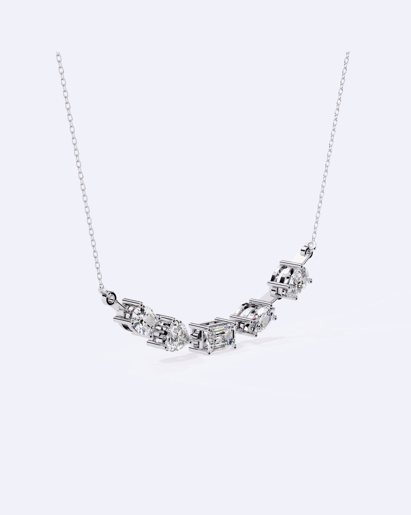 Modern Multi-Shape Diamond Necklace
