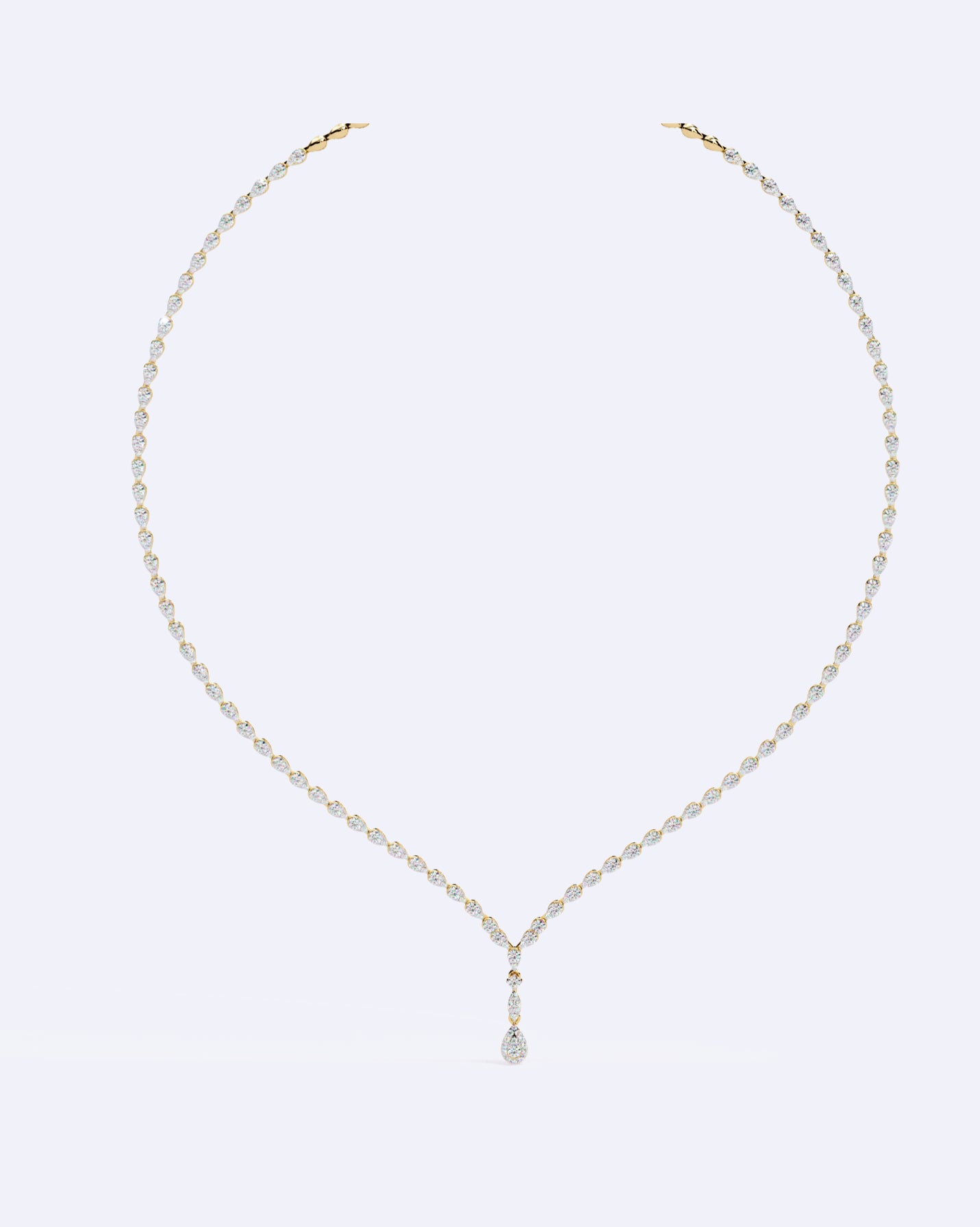 Single-Line Diamond Necklace with Solitaire Drop