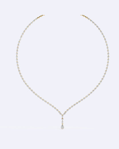 Single-Line Diamond Necklace with Solitaire Drop