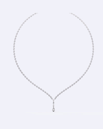 Single-Line Diamond Necklace with Solitaire Drop