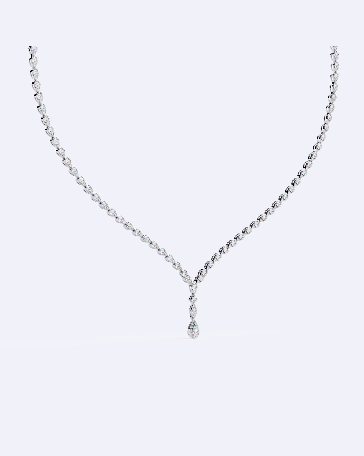 Single-Line Diamond Necklace with Solitaire Drop