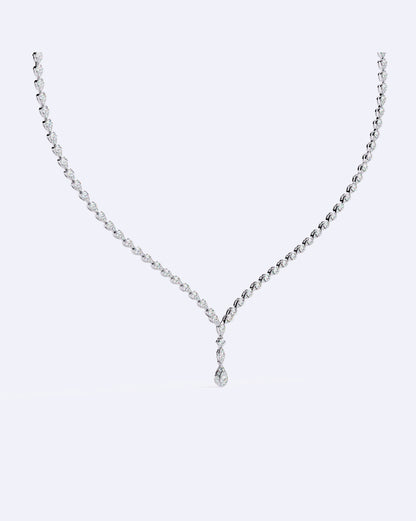 Single-Line Diamond Necklace with Solitaire Drop