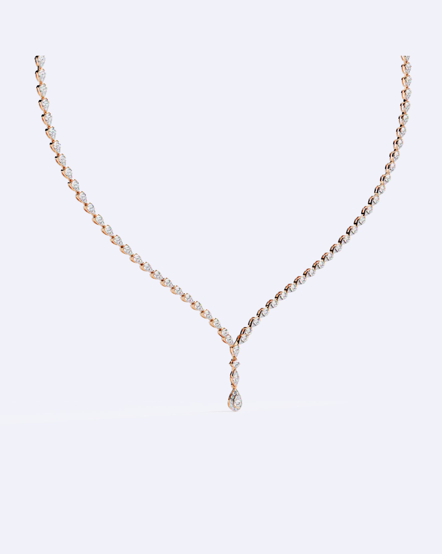 Single-Line Diamond Necklace with Solitaire Drop