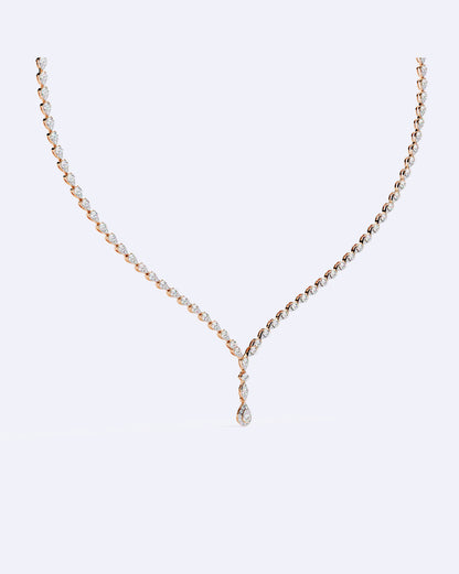 Single-Line Diamond Necklace with Solitaire Drop