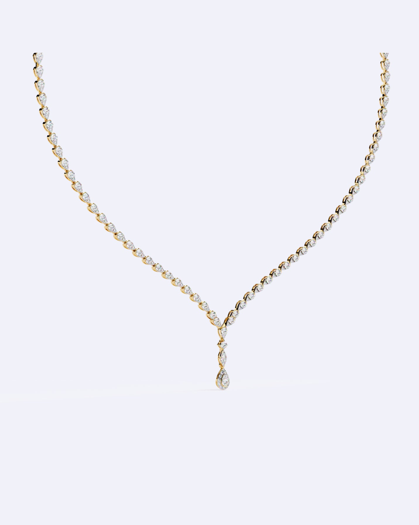 Single-Line Diamond Necklace with Solitaire Drop