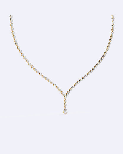 Single-Line Diamond Necklace with Solitaire Drop