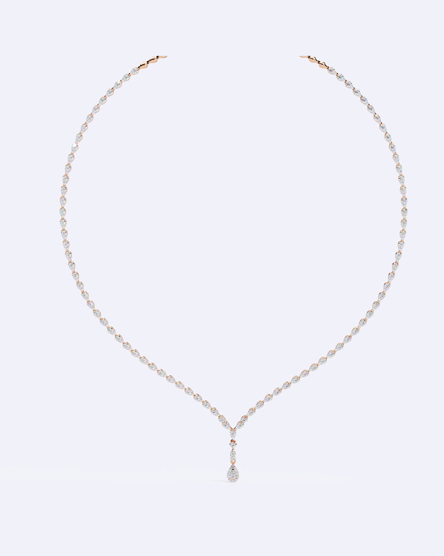 Single-Line Diamond Necklace with Solitaire Drop