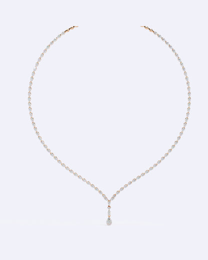 Single-Line Diamond Necklace with Solitaire Drop