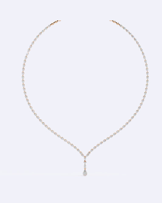 Single-Line Diamond Necklace with Solitaire Drop
