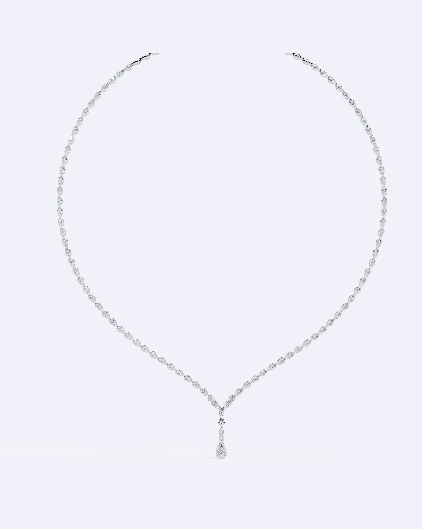 Single-Line Diamond Necklace with Solitaire Drop