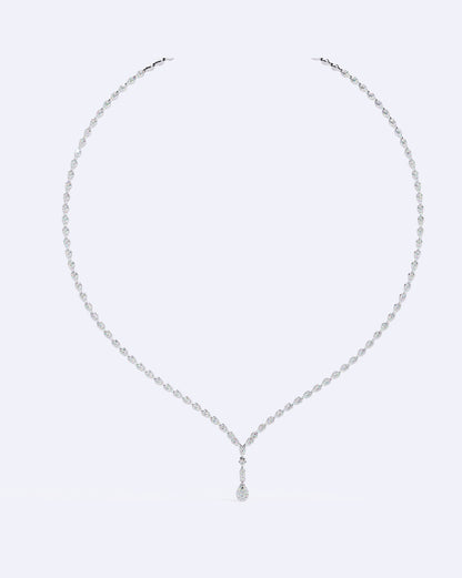 Single-Line Diamond Necklace with Solitaire Drop