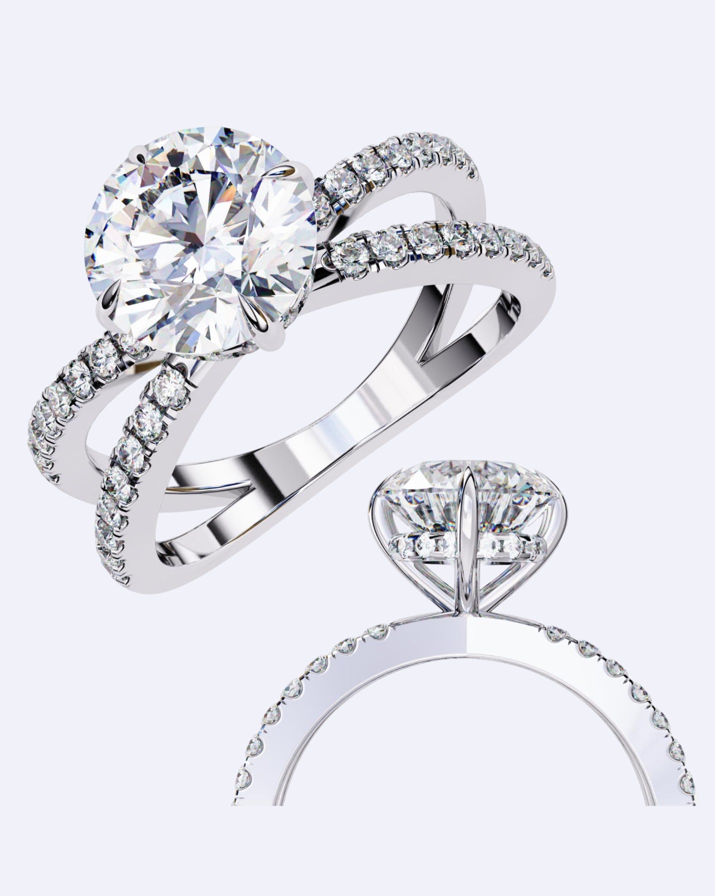 Twin Band Solitaire Ring